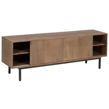 IXIA Muebles De Salón^Mueble De Televisón 2 Puertas Madera De Mango Natural 155 X 55 X 40 Cm