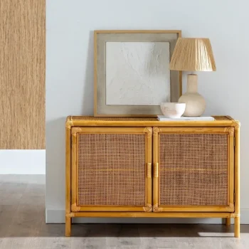 IXIA Mesillas De Noche^Mueble Recibidor 2 Puertas Ratán Natural 97,5 X 65 X 40 Cm