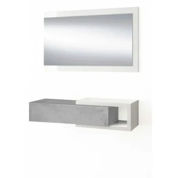 FORES Recibidores^Mueble Recibidor Con Cajón Y Espejo Noon, Blanco Artik - Cemento 95 X 19 X 26 Cm