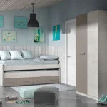FORES Dormitorios Juveniles Completos^Pack Cama Nido Doble Juvenil Ares Con Armario Dos Puertas