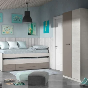 FORES Dormitorios Juveniles Completos^Pack Cama Nido Doble Juvenil Ares Con Armario Dos Puertas