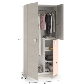 FORES Dormitorios Juveniles Completos^Pack Cama Nido Doble Juvenil NUBE Y Armario Dos Puertas