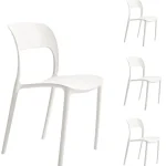 VELASCO Sillas De Cocina|Sillas De Cocina^Pack De 4 Sillas De Cocina Apilables Polipropileno Blanco Mate Roma 45 X 83 X 55 Cm