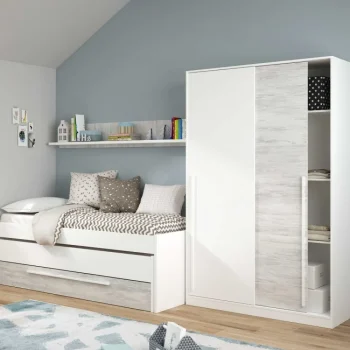 FORES Dormitorios Juveniles Completos|Camas Nido 90^Pack Dormitorio Juvenil Elliot: Cama Nido + Armario Correderas