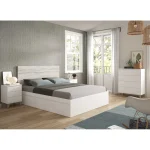 FORES Conjuntos Dormitorios Matrimonio Baratos^Pack Dormitorio Sweet: Cabecero Con Dos Mesitas, Cómoda Y Cama 4 Cajones Blanco Artik - Velho
