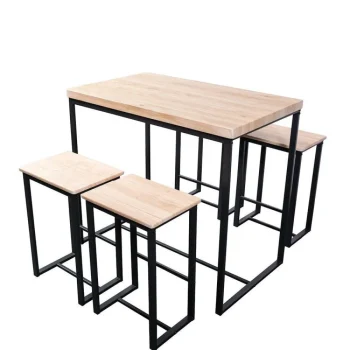 NAKURA Conjunto Mesa Y Sillas Comedor^Pack Mesa Cocina Alta Con 4 Taburetes Bar Nagano Natural - Negro