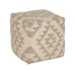 IXIA Puffs^Puf De Lana Y Algodón Cuadrado Blanco Natural 45 X 45 X 45 Cm