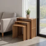 IXIA Mesas Auxiliares^Set 3 Mesas Auxiliares De Madera De Teca Bellamonte Natural 65 - 55 - 45 X 66 - 56 - 46 X 30 Cm