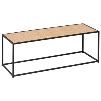 IXIA Mesas Auxiliares^Set De 3 Mesas De Centro De Ratán Y Cristal En Color Natural - Negro - Cristal 97,5 - 40 X 34,5 - 39 X 34 - 38 Cm