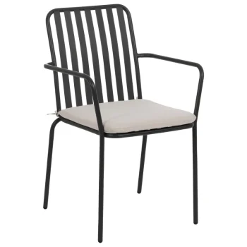 IXIA Sillas De Jardín^Sillá Metálica Apilable Para Jardín Con Brazos Antracita 56 X 87 X 57 Cm