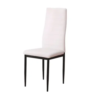 DISTRIGAL Sillas Tapizadas^Silla De Comedor Emi Tapizada En Polipiel PU Blanca Con Patas Metálicas Negras