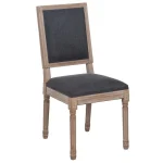 IXIA Sillas De Madera^Silla De Comedor Madera De Caucho Tapizado Gris Oscuro 49 X 46 X 96 Cm