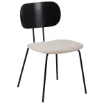 IXIA Sillas Tapizadas^Silla De Comedor Respaldo Negro Tapizado Blanco 48 X 55 X 82,50 Cm