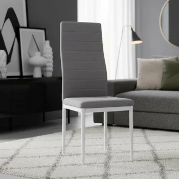 DISTRIGAL Sillas Tapizadas^Silla De Comedor Yuri Tapizada En Microfibra Jarama Marengo Con Patas Metálicas Blancas