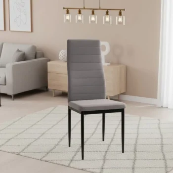 DISTRIGAL Sillas Tapizadas^Silla De Comedor Yuri Tapizada En Microfibra Jarama Marengo Con Patas Metálicas Negras