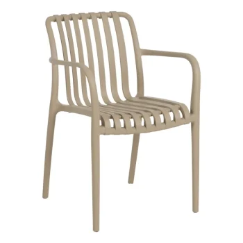 IXIA Sillas De Jardín|Sillas De Polipropileno^Silla De Jardin O Terraza Apilable Con Brazos Polipropileno Beige 56 X 81 X 57 Cm