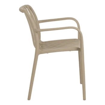IXIA Sillas De Jardín|Sillas De Polipropileno^Silla De Jardin O Terraza Apilable Con Brazos Polipropileno Beige 56 X 81 X 57 Cm