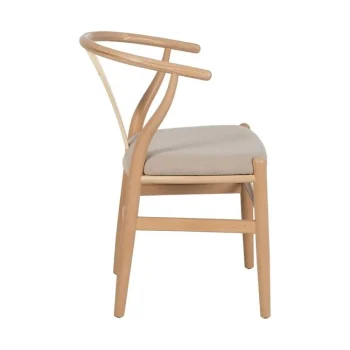 IXIA Sillas De Madera^Silla De Madera De Haya Color Natural Asiento Beige 53 X 80 X 55 Cm