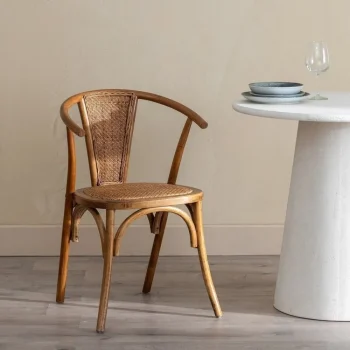 IXIA Sillas De Hostelería|Sillas De Ratán Y Fibras^Silla De Madera De Olmo Miel Asiento Y Respaldo En Ratán 55 X 81 X 50 Cm