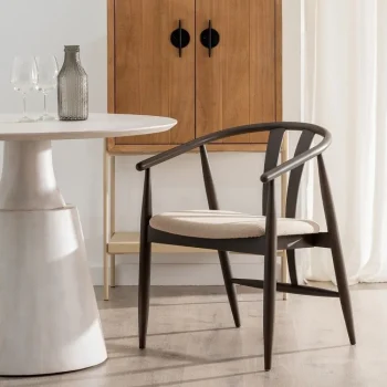IXIA Sillas De Madera^Silla De Madera Negra Asiento Beige 56,5 X 76 X 57 Cm