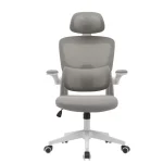 NAKURA Sillas De Estudio|Sillas De Oficina^Silla De Oficina Con Reposacabezas Aroa Gris - Blanca 65 X 114 - 124 X 55 Cm