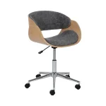 IXIA Sillas De Oficina^Silla De Oficina Con Ruedas En Madera Tapizada Gris - Natural 59 X 88 - 100 X 64 Cm