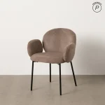 IXIA Sillas Tapizadas^Silla De Salón Con Brazos Tapizado Taupe Metal Negro 66 X 79 X 60 Cm