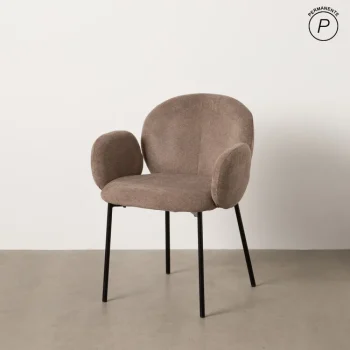 IXIA Sillas Tapizadas^Silla De Salón Con Brazos Tapizado Taupe Metal Negro 66 X 79 X 60 Cm