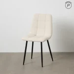 IXIA Sillas Tapizadas^Silla De Salón Tapizado Cuadrados Blanco Metal Negro 44 X 89 X 42 Cm