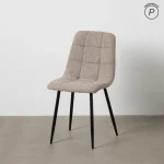 IXIA Sillas Tapizadas^Silla De Salón Tapizado Cuadrados Taupe Metal Negro 44 X 89 X 42 Cm