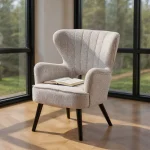 IXIA Sillones^Sillón Clásico Orejero Jaspeado Tapizado En Color Cruco 70 X 90 X 74 Cm