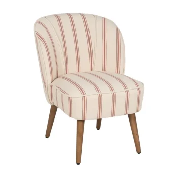 IXIA Sillones^Sillón De Madera De Caucho Tapizado A Rayas Terracota 54 X 73 X 64 Cm