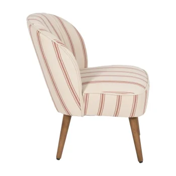 IXIA Sillones^Sillón De Madera De Caucho Tapizado A Rayas Terracota 54 X 73 X 64 Cm