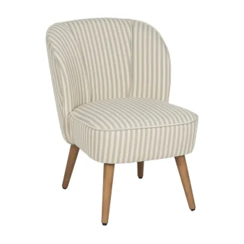 IXIA Sillones^Sillón De Madera De Caucho Tapizado A Rayas Verde - Blanco 54 X 73 X 64 Cm