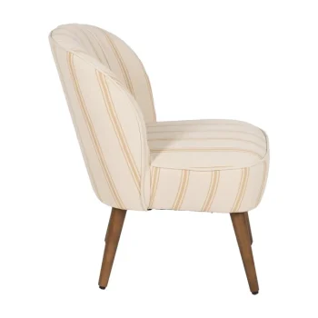 IXIA Sillones^Sillón De Madera De Caucho Tapizado Rayas Miel 54 X 73 X 64 Cm