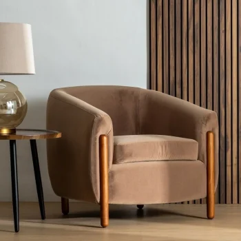 IXIA Sillones^Sillón Moderno Patas Madera Color Natural TapizadoTaupe 82 X 74 X 77 Cm