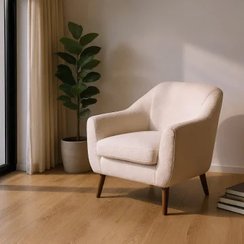 IXIA Sillones^Sillón Nube Blanco Tapizado Con Patas De Madera 74 X 76 X 68 Cm