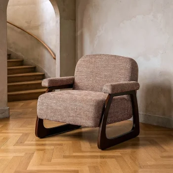 IXIA Sillones^Sillón Patas Madera De Caucho Beige - Marrón 77 X 74 X 76 Cm