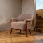 IXIA Sillones^Sillón Patas Madera De Caucho Beige Marrón 75 X 76 X 74 Cm
