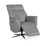 NAKURA Sillones^Sillón Relax Eléctrico Giratorio Gatlin Tapizado Piel Gris 85 X 107 X 84 Cm