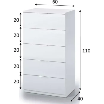 FORES Sinfonier^Sinfonier 5 Cajones Blanco Artik 60 X 110 X 40 Cm