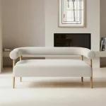 IXIA Sofás Baratos Online^Sofá 2 Plazas Tapizado Beige Con Patas De Madera 143 X 69 X 67 Cm