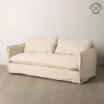 IXIA Sofás Baratos Online^SOFÁ 3 PLAZAS CREMA TEJIDO-MADERA 200 X 95 X 85 CM