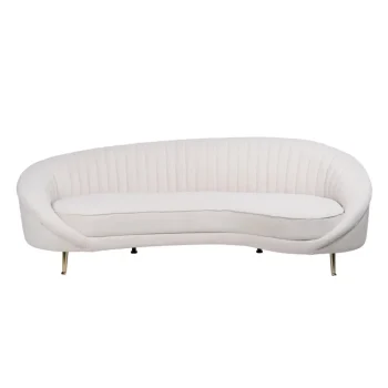 IXIA Sofás Baratos Online^Sofá 3 Plazas Curvo Tapizado Poliéster Crema 247 X 81 X 105 Cm