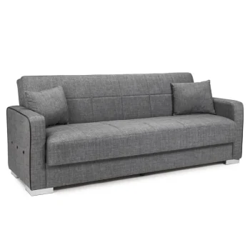 NAKURA Sofás Cama|Sofás Baratos Online^Sofá Cama 3 Plazas Apertura Clic Clac Con Arcón Madrid Tapizado Gris 220 X 90 X 85 Cm