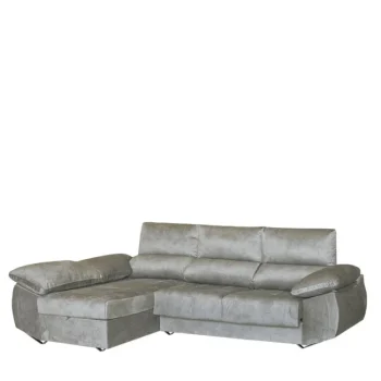 DISTRIGAL Chaise Longues^Sofá Chaise Longue Epi Con Arcón Tapizado En Tela Magnol Cemento 290 X 100 X 80,5 - 150 Cm