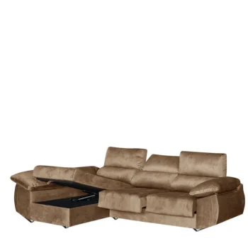 DISTRIGAL Chaise Longues^Sofá Chaise Longue Epi Con Arcón Tapizado En Tela Edi Camel 290 X 100 X 80,5 - 150 Cm