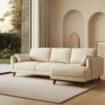 IXIA Chaise Longues^Sofá Chaise Longue Reversible Tapizado En Tela Color Beige 240 X 86 X 150 Cm
