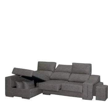 DISTRIGAL Chaise Longues^Sofá Chaise Longue Rio Con Arcón Extraíble Magnol Cemento 257 X 110 X 78 - 138 Cm