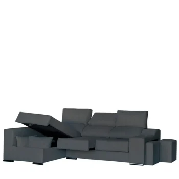 DISTRIGAL Chaise Longues^Sofá Chaise Longue Sevilla Con Arcón Tapizado En Tela Nevada Beige 265 X 100 X 80,5 - 140 Cm